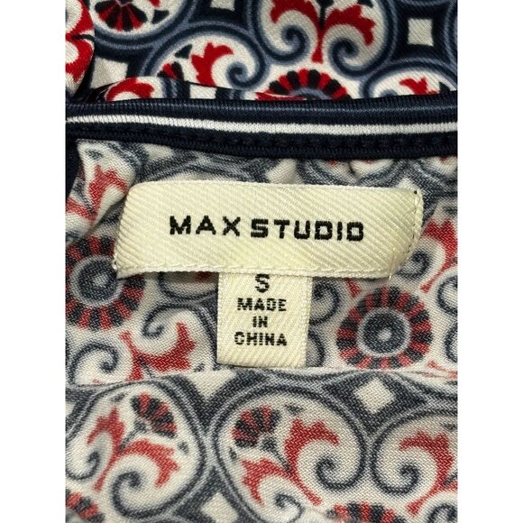 Max Studio Sleeveless Red White & Blue Geometric Print Dress S - Picture 4 of 10